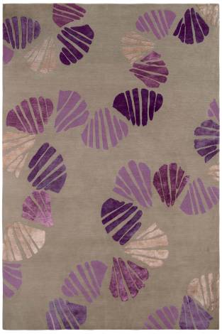 Judy Ross Hand-Knotted Custom Wool Shells Rug pewter/purple silk/berry silk/lilac silk/dusty pink silk